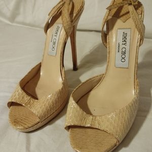 Jimmy Choo beige Strap 4.5 inch heels .